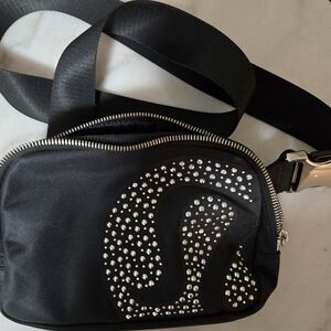 Lululemon Athletica Black Studded Everywhere Belt Bag with Silver Accents 1L
